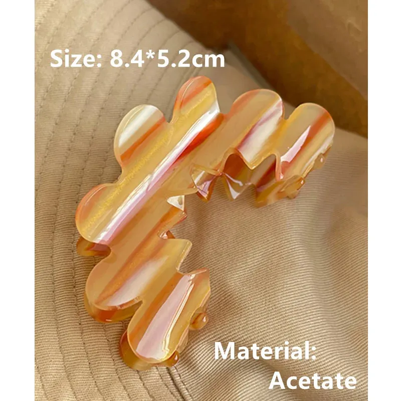 TAVIMART  -  New Wave Flower Hollow Acetate Hair Clip Stripe Shark Hair Claws Hairpin Trendy Hair Accessories for Women Girls