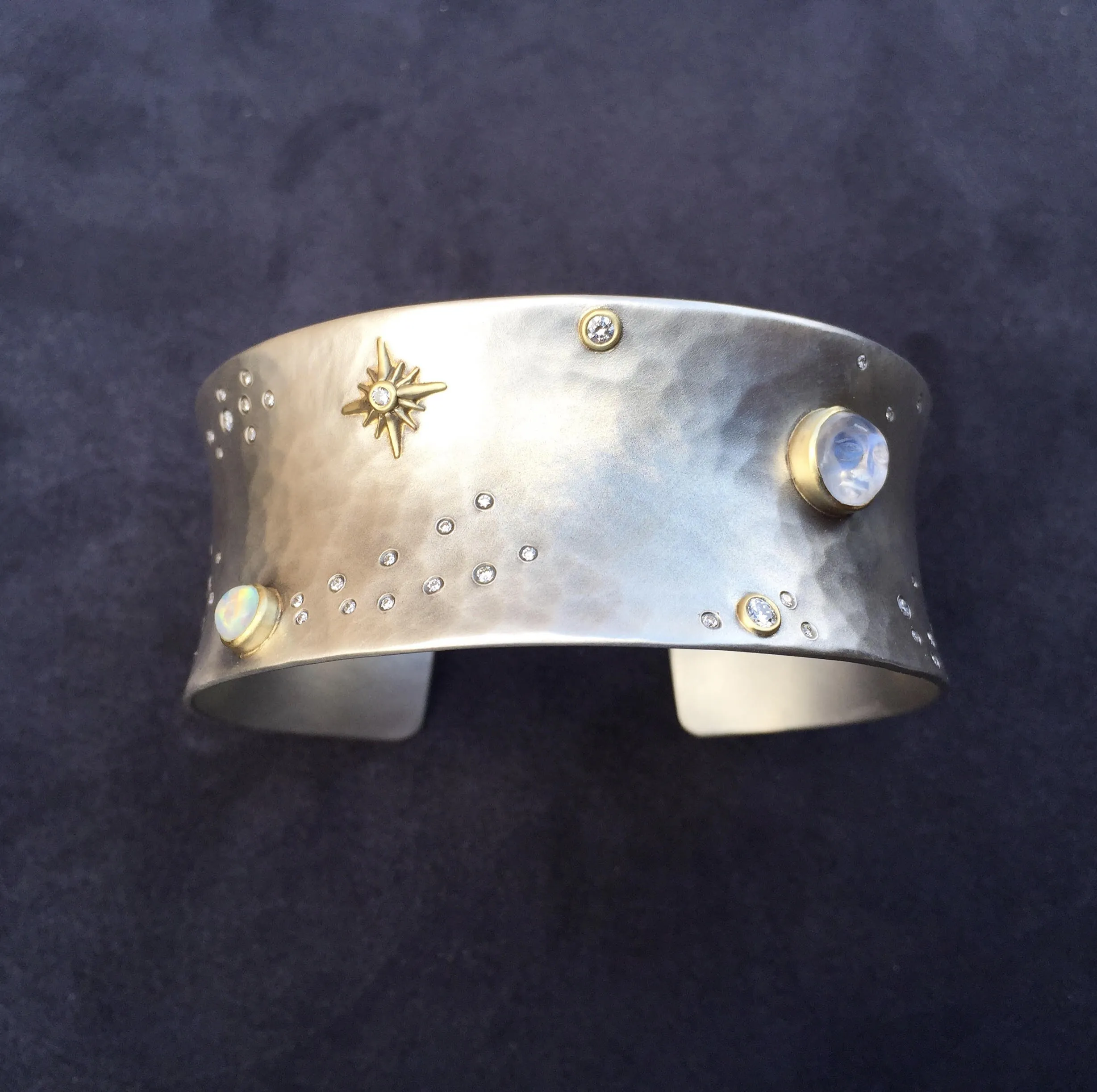 The Opal and Carved Moonstone Sky Cuff