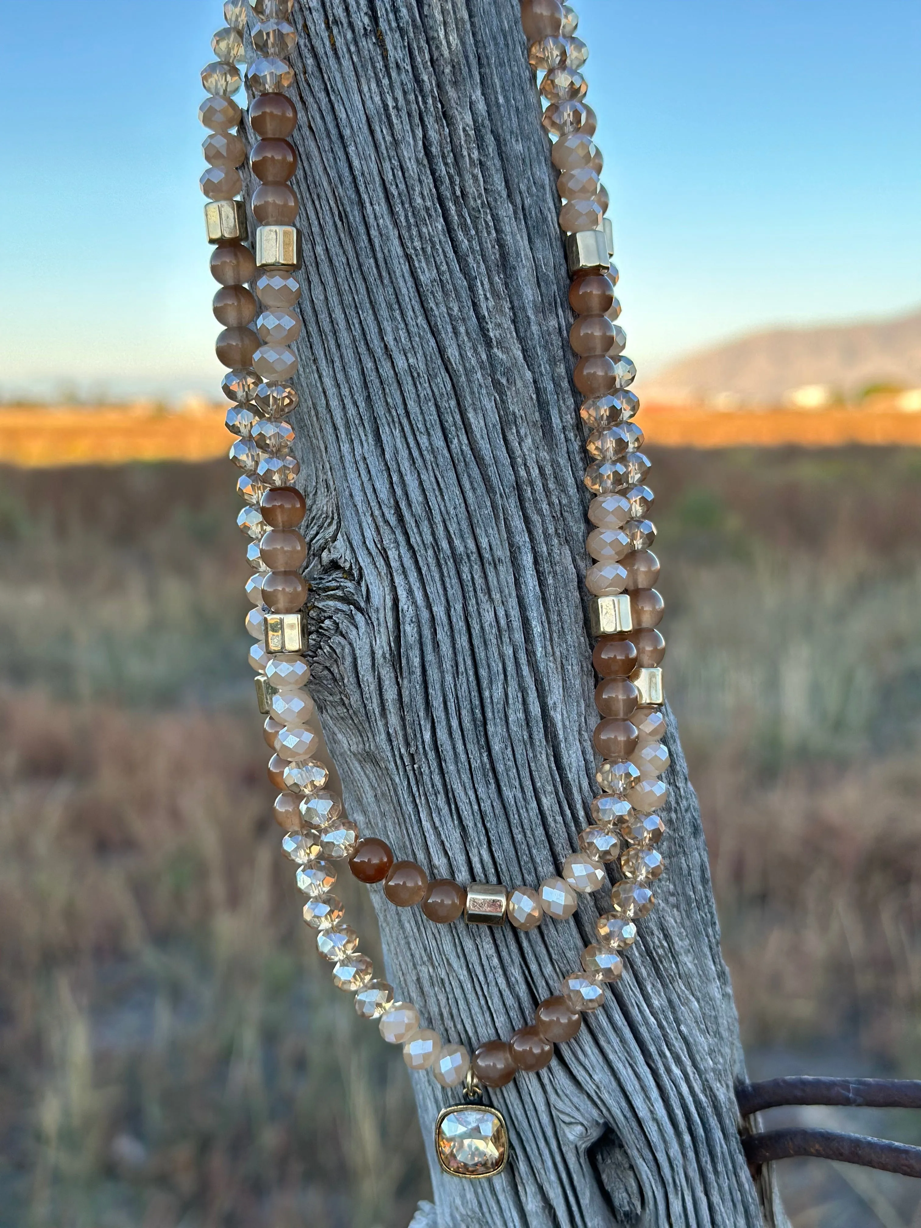 The Pink Panache El Maya Amber Crystal Necklace