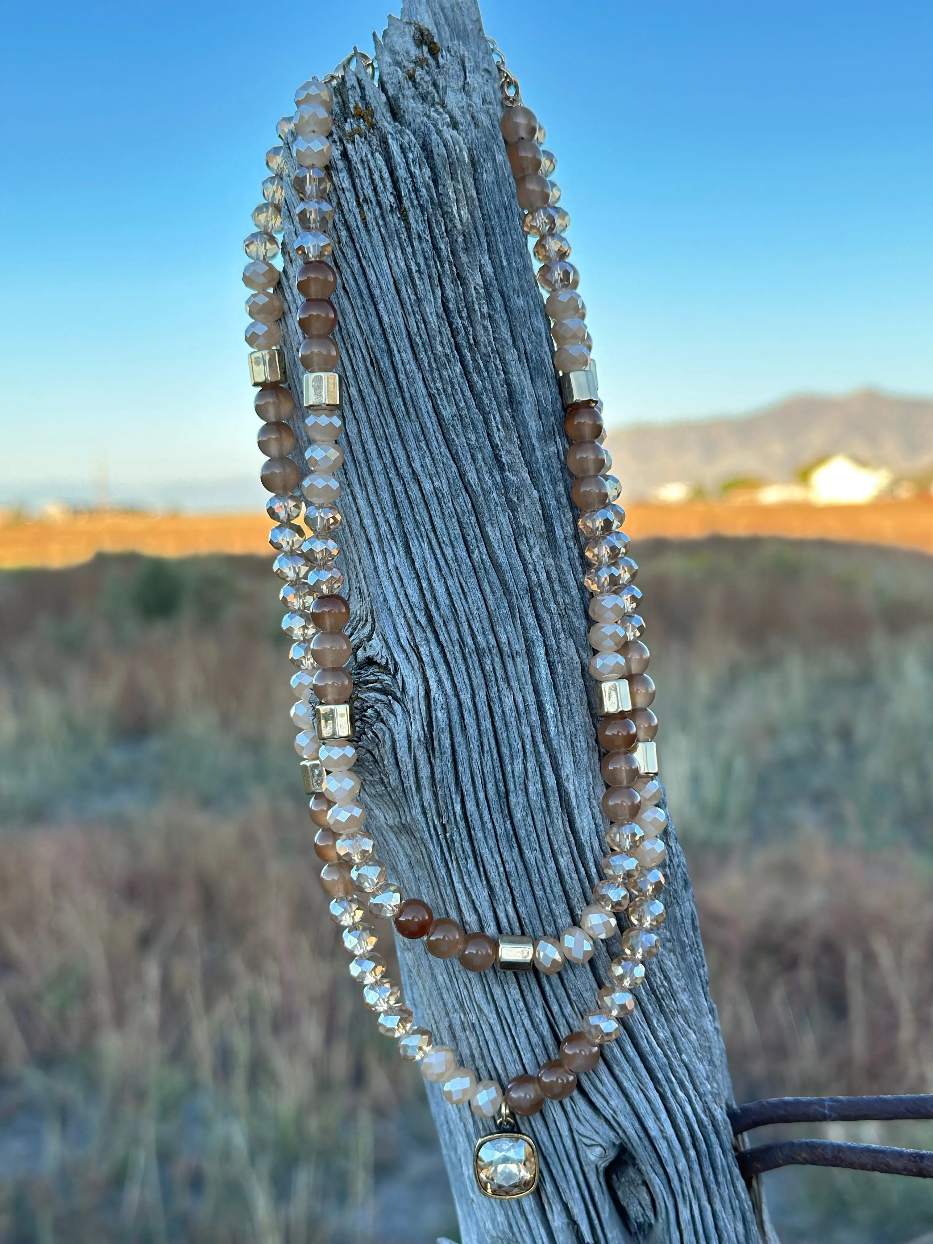 The Pink Panache El Maya Amber Crystal Necklace