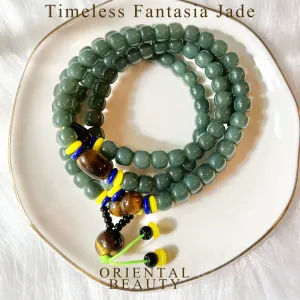 Top tier quality Certified 28 inches Premium genuine Siberian nephrite Necklace Porcelain-Blue  6.6 mm 108 barrel Beads