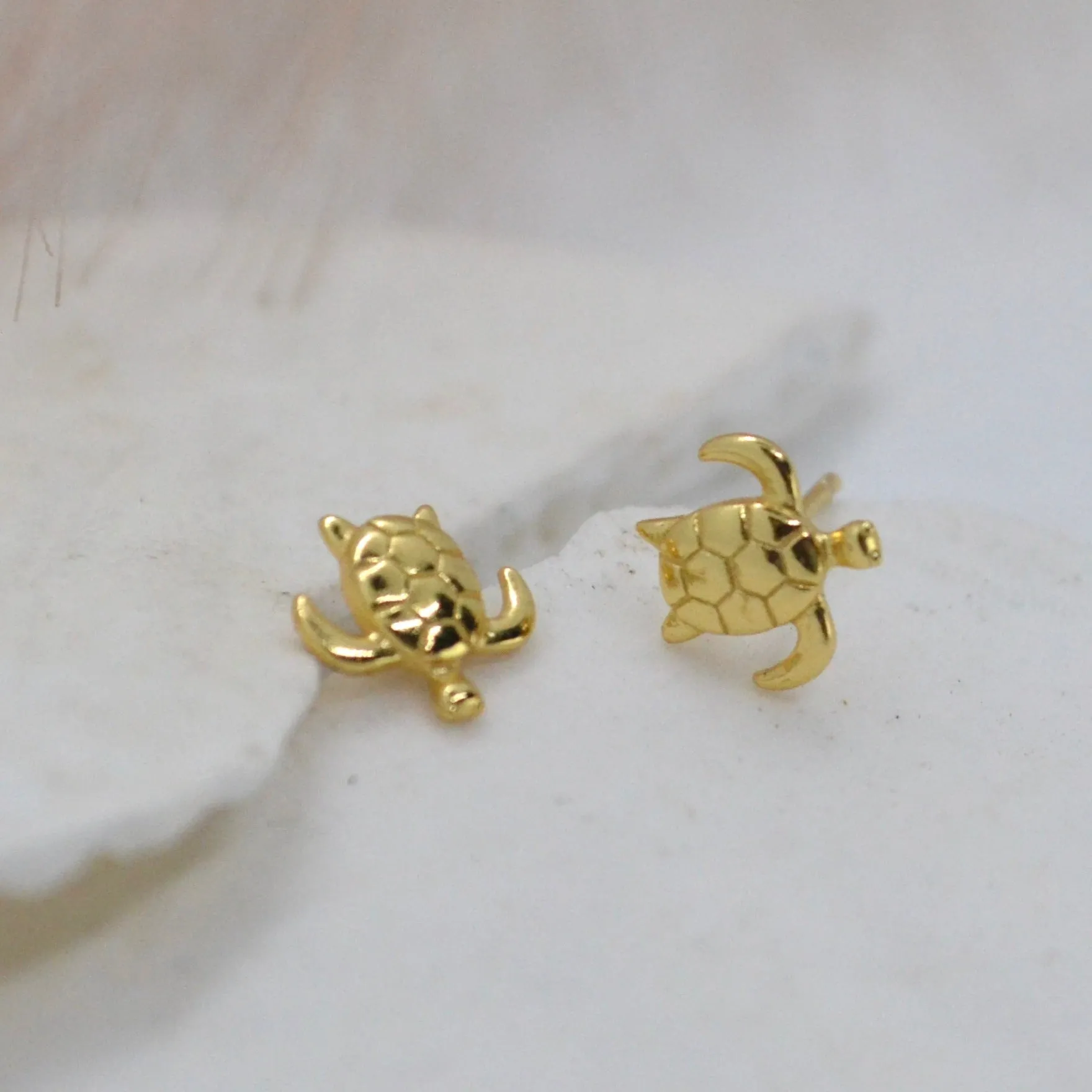 Turtle Studs Earrings| Sterling Silver and Gold