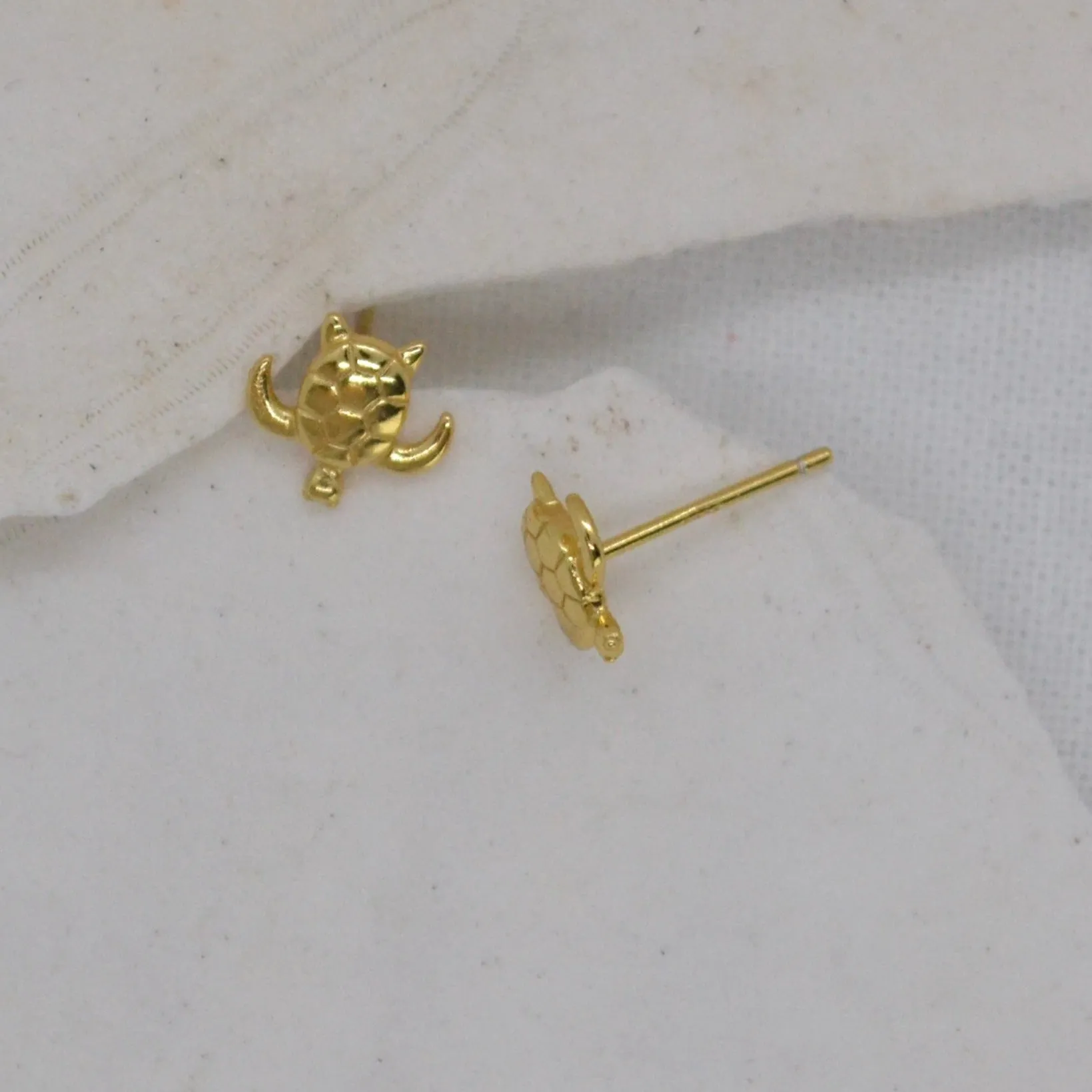 Turtle Studs Earrings| Sterling Silver and Gold