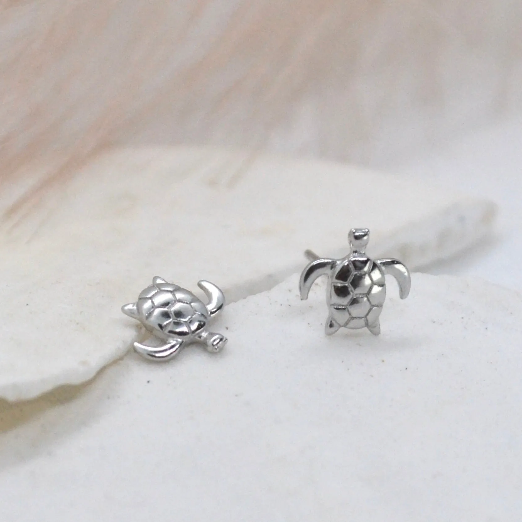 Turtle Studs Earrings| Sterling Silver and Gold