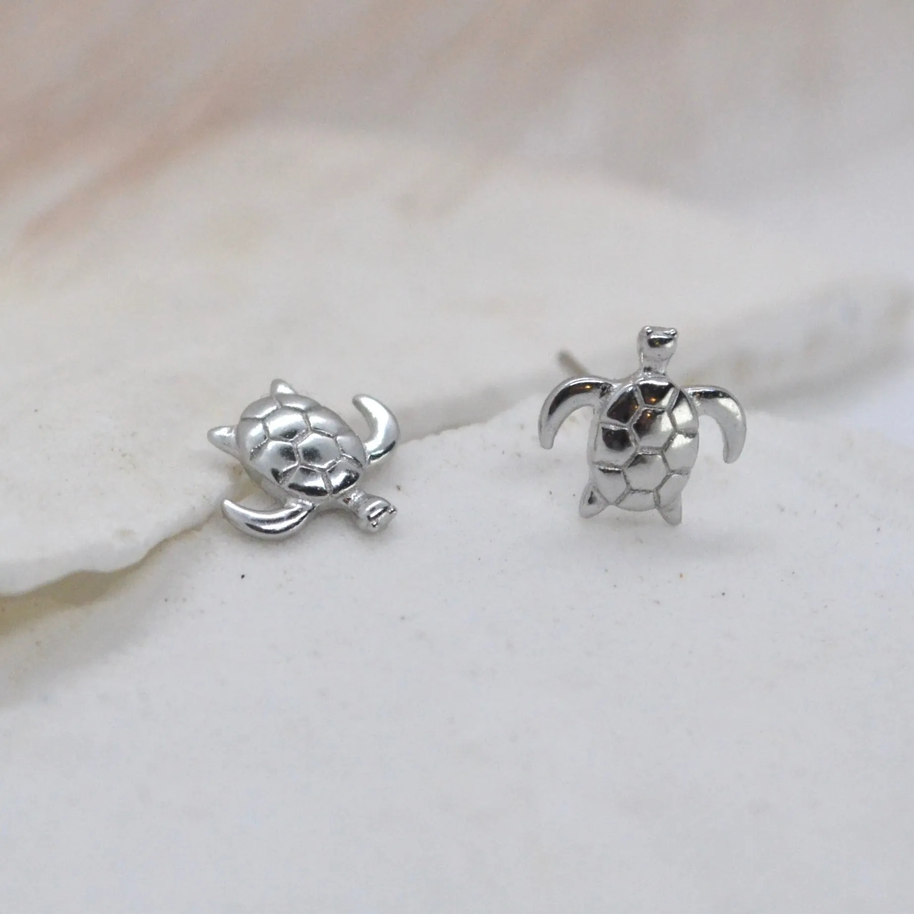 Turtle Studs Earrings| Sterling Silver and Gold