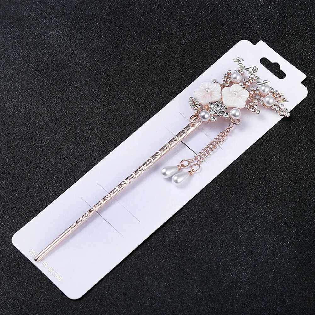 US Vintage Chinese Style Rhinestone Hair Chopsticks Stick Hairpin Chignon Pin
