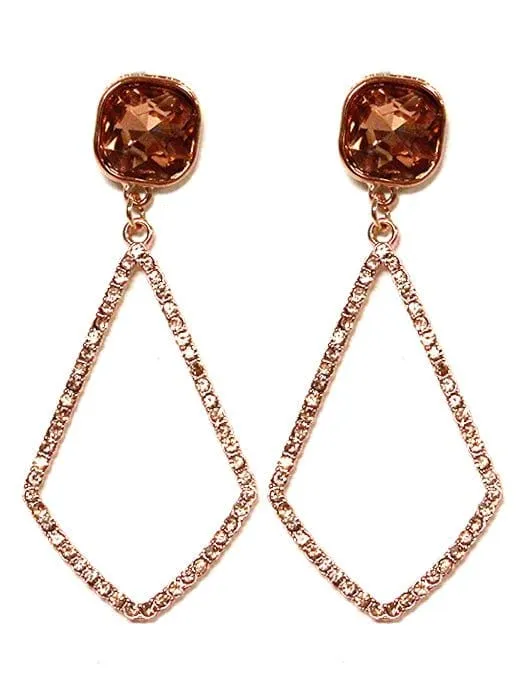 VE2891 Iridescent Post Rhinestone Kite Earrings