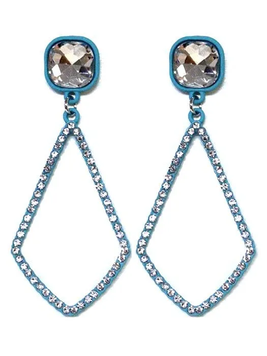 VE2891 Iridescent Post Rhinestone Kite Earrings