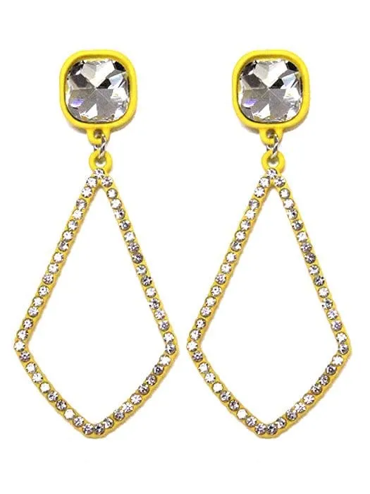 VE2891 Iridescent Post Rhinestone Kite Earrings
