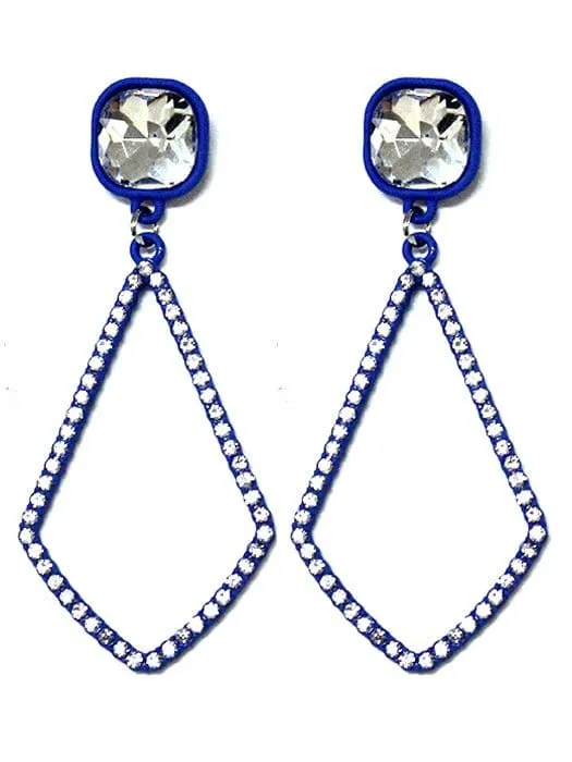 VE2891 Iridescent Post Rhinestone Kite Earrings