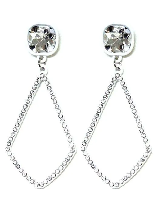 VE2891 Iridescent Post Rhinestone Kite Earrings