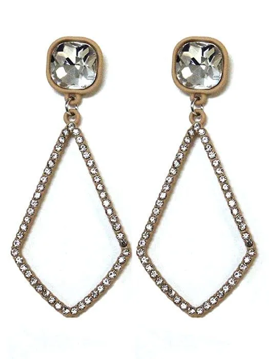 VE2891 Iridescent Post Rhinestone Kite Earrings
