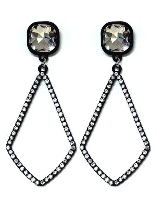VE2891 Iridescent Post Rhinestone Kite Earrings