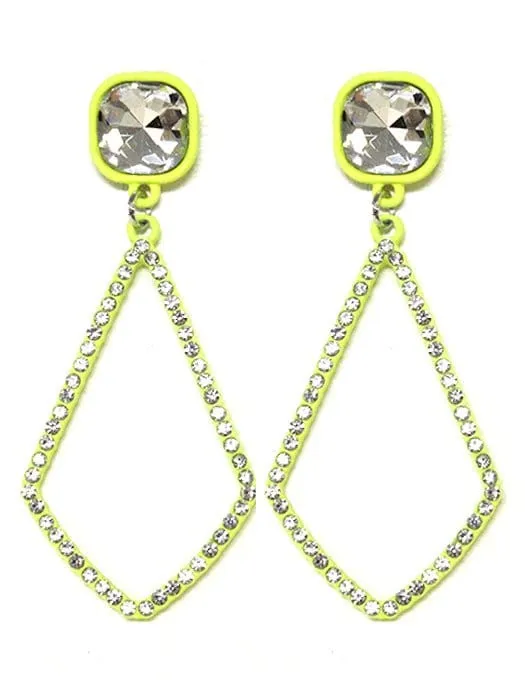 VE2891 Iridescent Post Rhinestone Kite Earrings