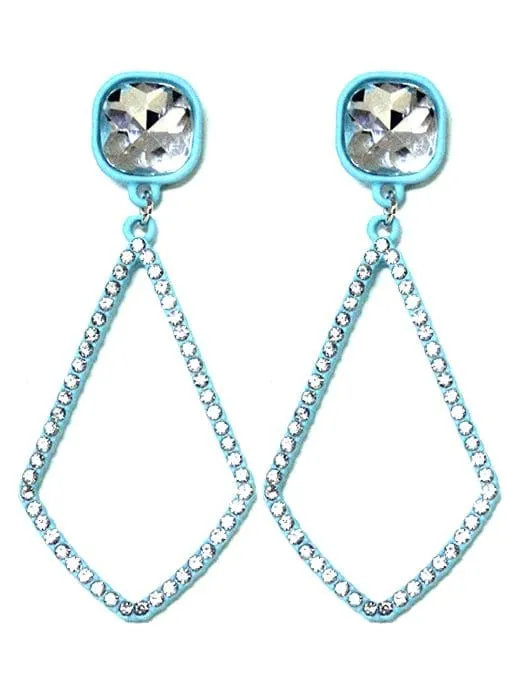 VE2891 Iridescent Post Rhinestone Kite Earrings