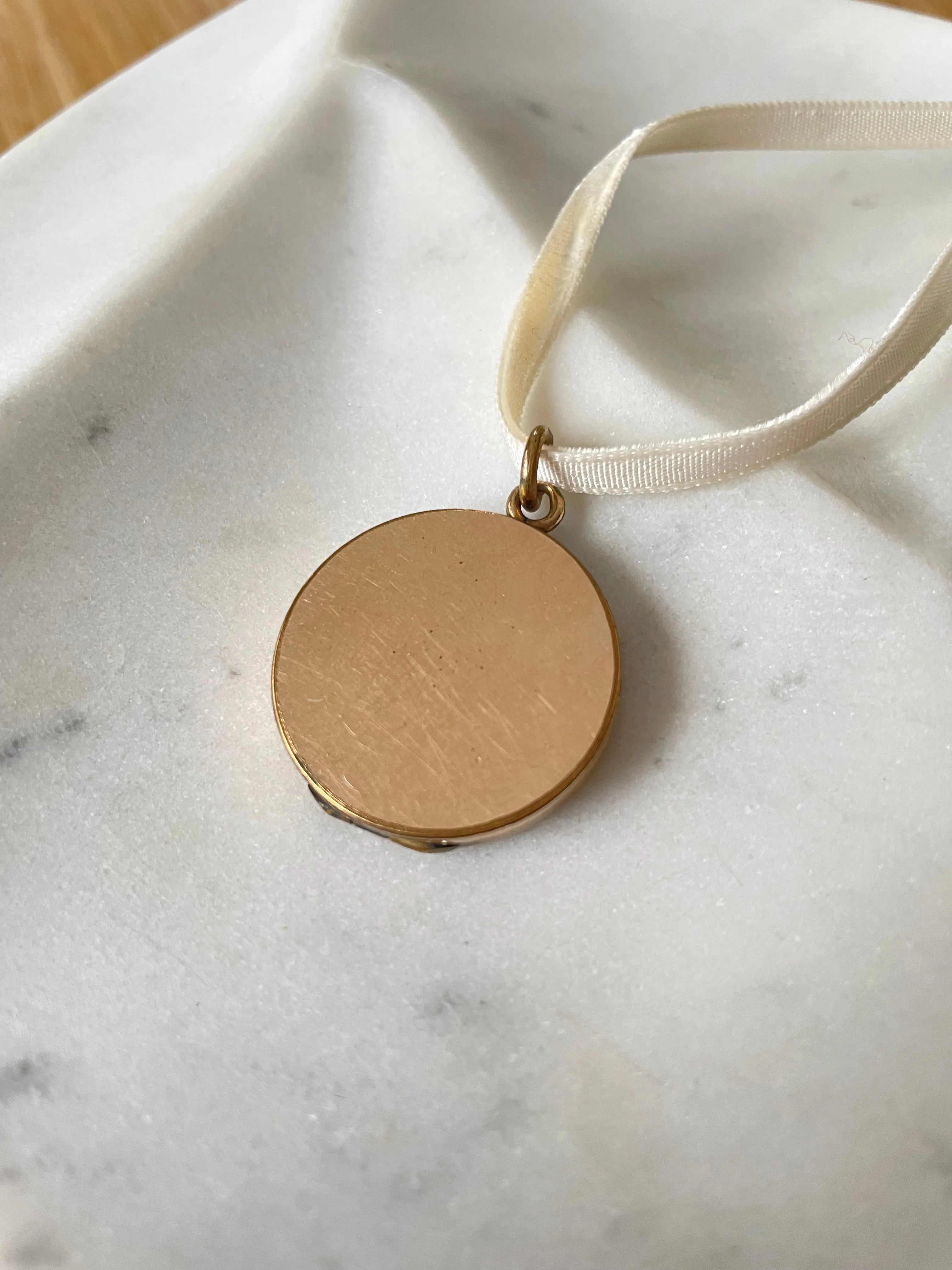 Victorian Engraved Village Locket Necklace