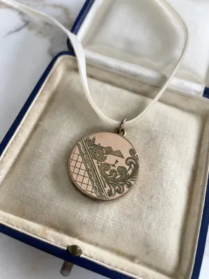 Victorian Engraved Village Locket Necklace