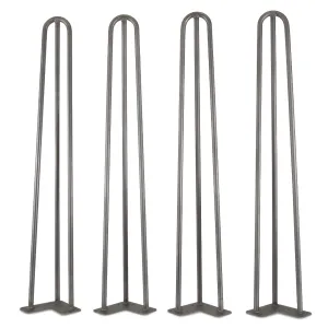 WEN TL28S 28-Inch Mid-Century Modern Raw Steel Hairpin Table Legs, 1/2" Diameter, Set of 4