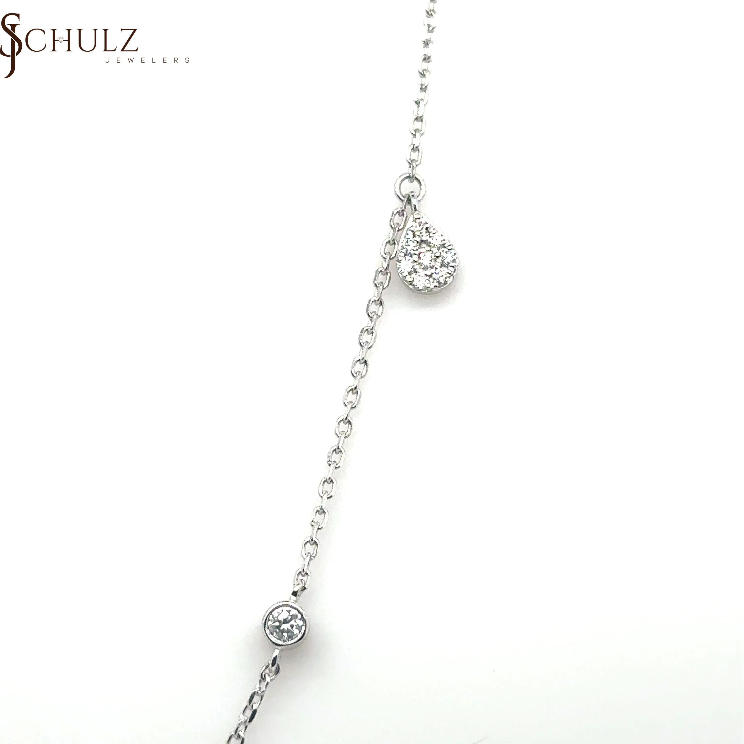 White Gold Diamond Station Drop Necklace