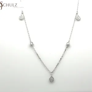 White Gold Diamond Station Drop Necklace