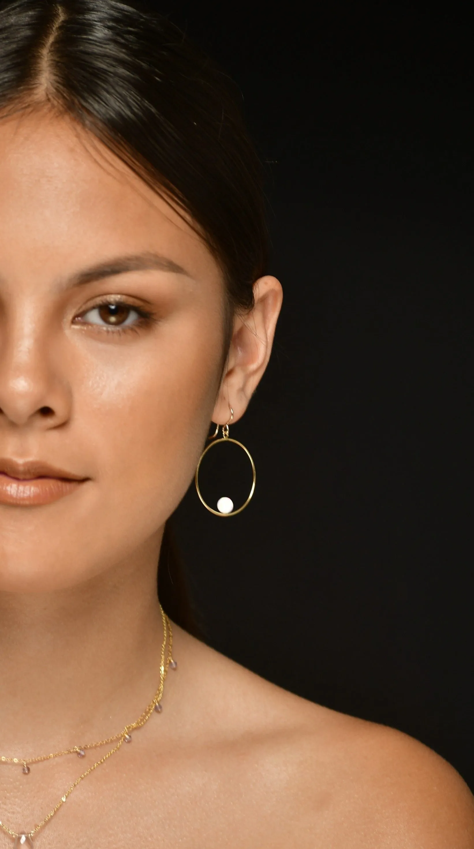 White Opal Hoop Earrings, 1" Hoop Earrings