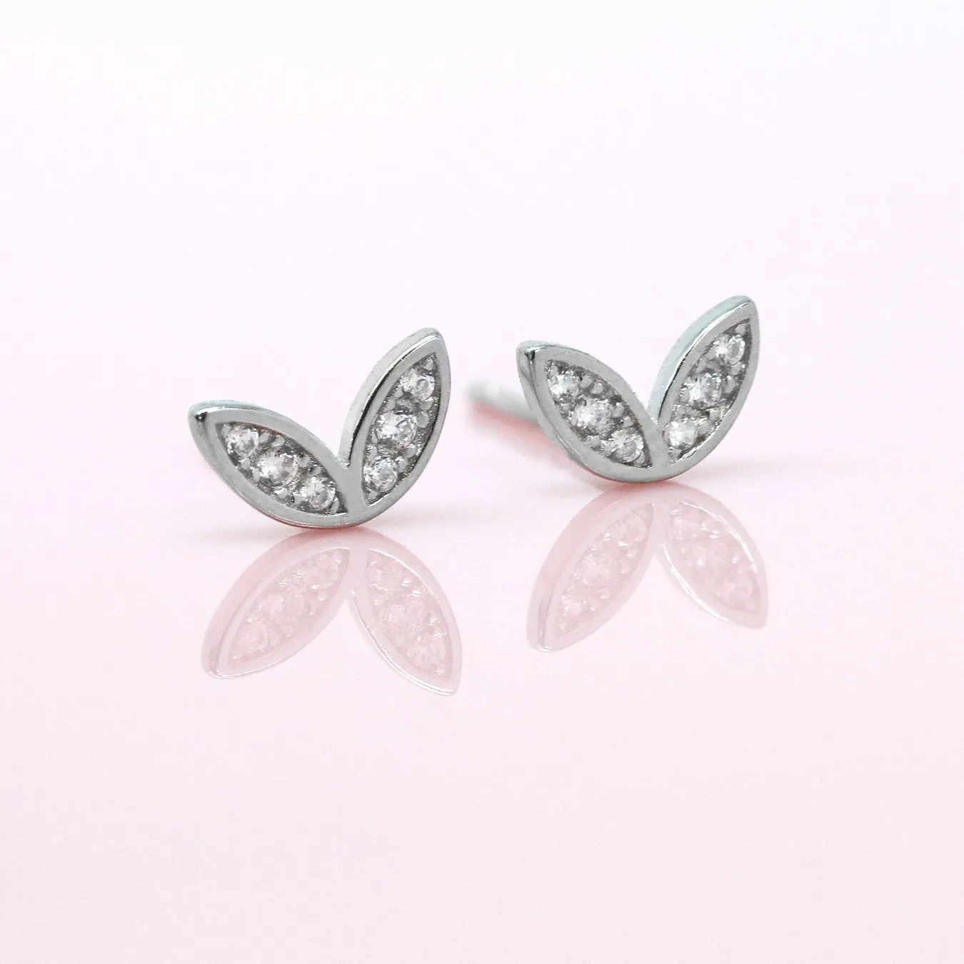 Winged Diamond Earrings - Sterling Silver