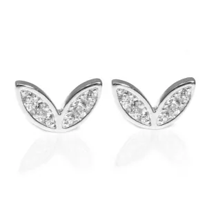 Winged Diamond Earrings - Sterling Silver