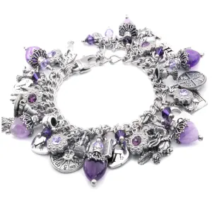 Witch Bracelet with Amethyst Heart Gemstones