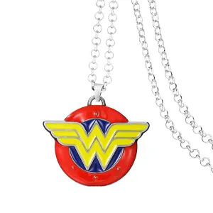 Yellow Chimes Wonder Woman Symbol Locket Chain Pendant Necklace for Women and Girls, Multicolour, Medium (YCFJPD-347WDR-MC)