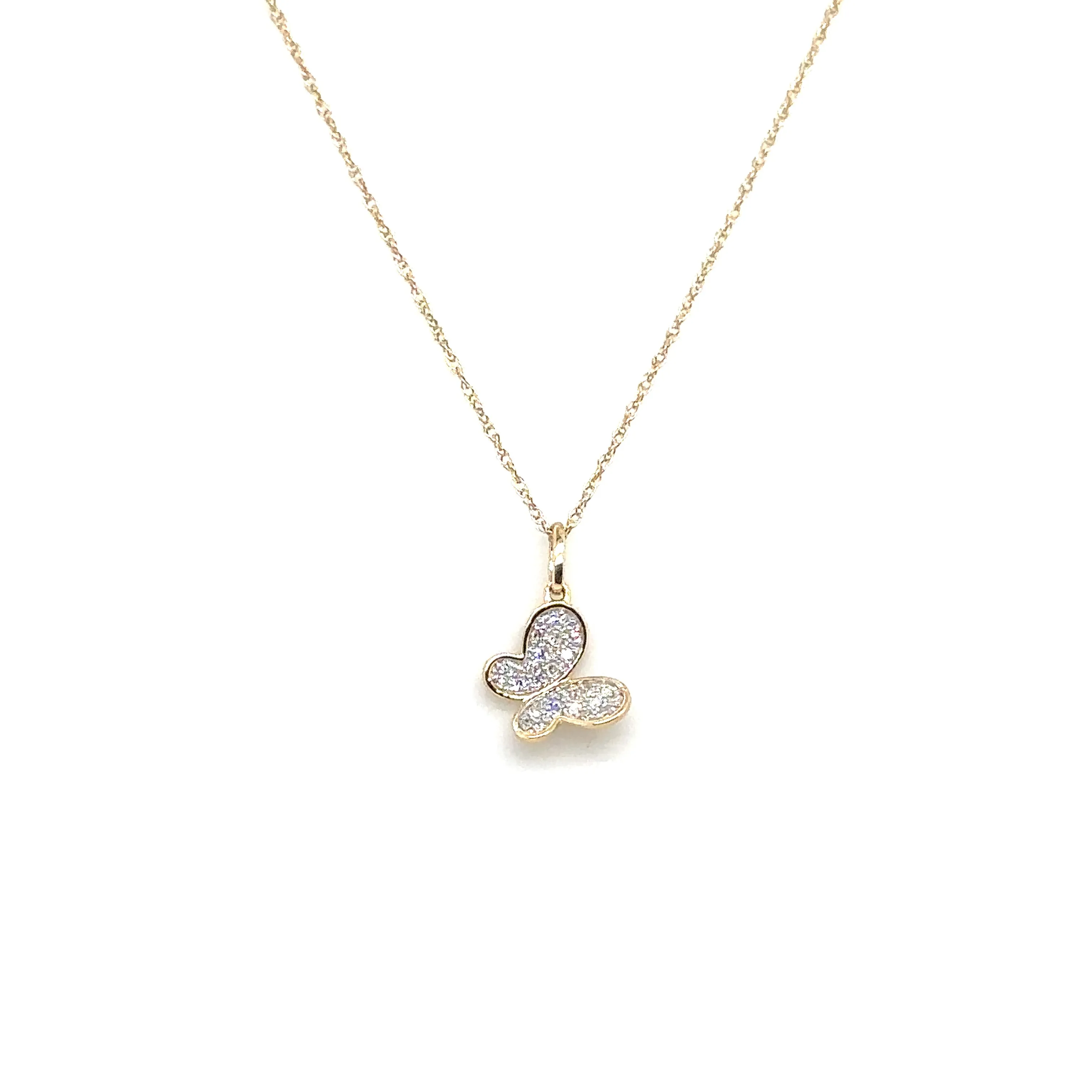 Yellow Gold Diamond Butteryfly Pendant