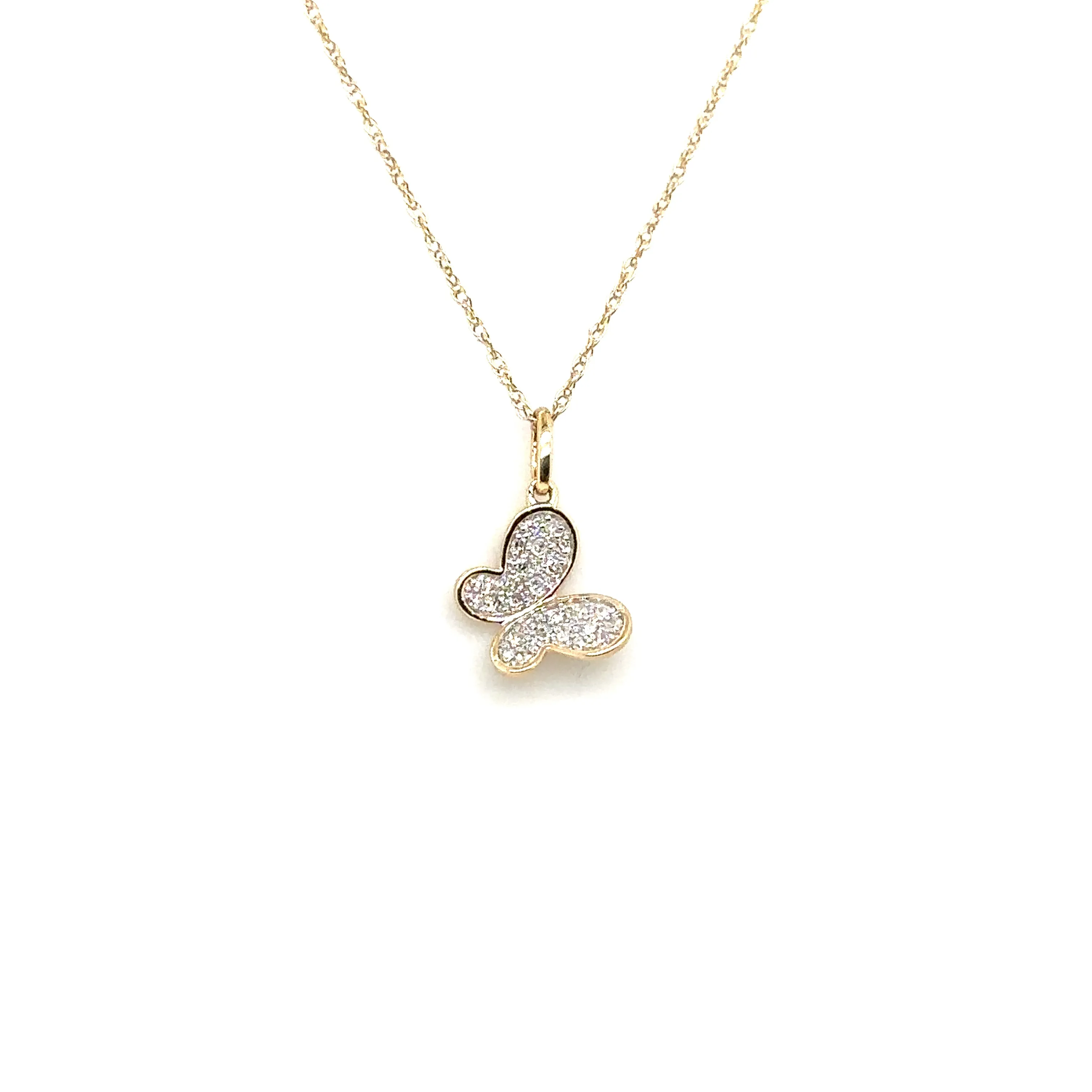 Yellow Gold Diamond Butteryfly Pendant