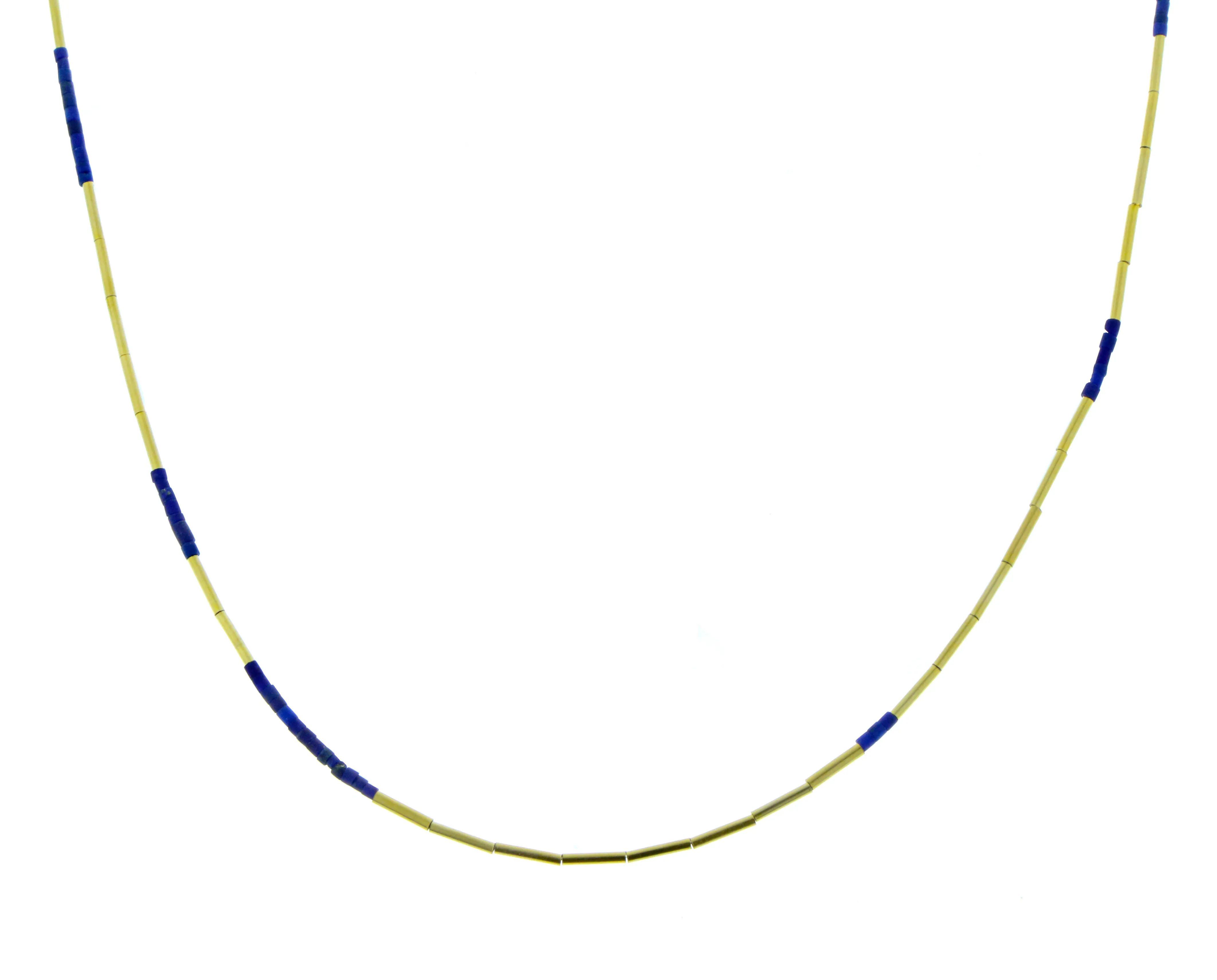 Yellow gold necklace with turquoise or lapis lazuli