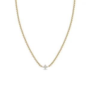 Zoë Chicco 14K Yellow Gold Diamond Prong Set Box Chain Necklace